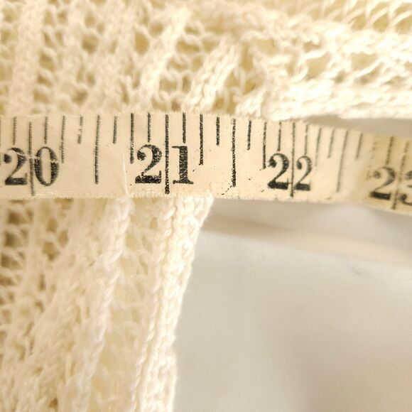 Chico's 0 Women's 4 White Cream Open Knit Open Front Cardigan Sweater - Picture 5 of 7